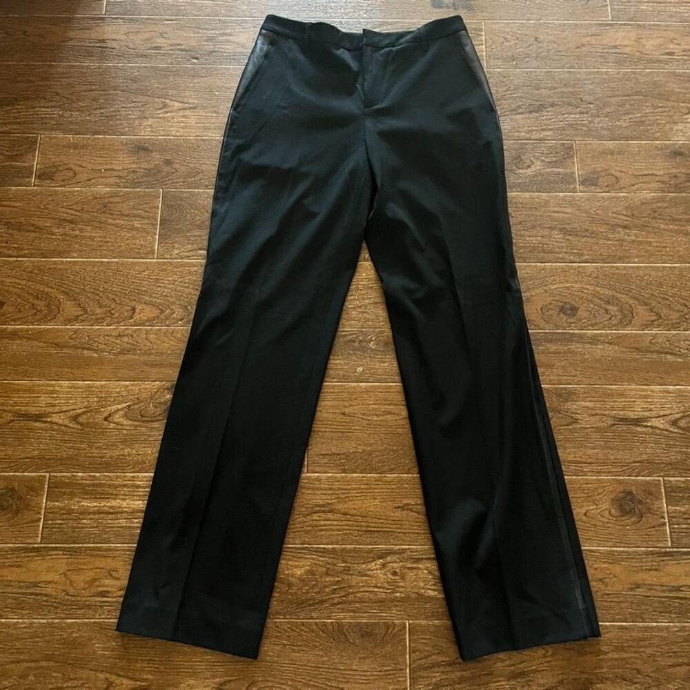 Nine West Black Career Dress Pants Bootcut Stretch Faux Leather Womens Size 2